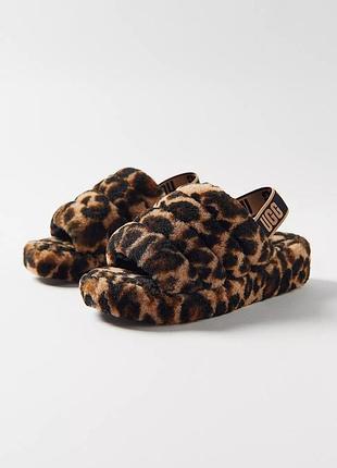 Хутряні тапки ugg пухнасті капці ugg fluff yeah panther leopard леопардовий принт 36 р 22 см