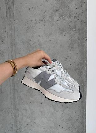 Серые кроссовки унисекс new balance 327 white grey х нью беланс 37