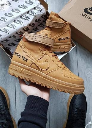 Коричневые мужские кроссовки nike air force 1 high gore-tex brown winter fur x эйр форс 42