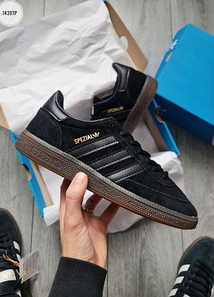 Мужские чёрные кроссовки adidas spezial handball black х адидас 45