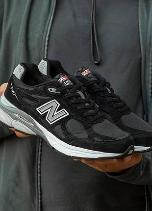 Черные кроссовки унисекс new balance 990v3 black white х нью беланс 45