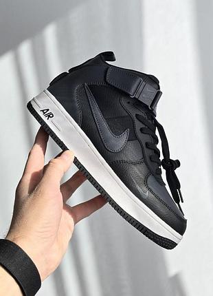 Черные кроссовки унисекс nike air force 1 utility high black winter fur x эйр форс 45