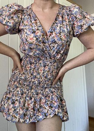 Жіноча літня сукня з воланами та рукавами ліхтариками size s-m