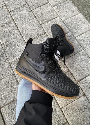 Мужские черные кроссовки nike lunar force 1 duckboot 17 black gum winter fur x дакбут 41