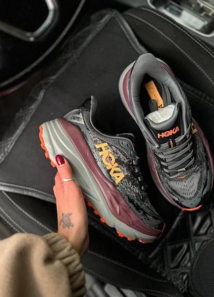 Серые мужские кроссовки hoka stinson 7 grey bordo х хока 43