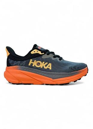 Серые кроссовки унисекс hoka challenger atr 7 grey black orange х хока 45