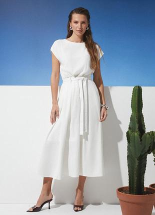 Комплект двойка блузон с юбкой xxl-3xl. молочный