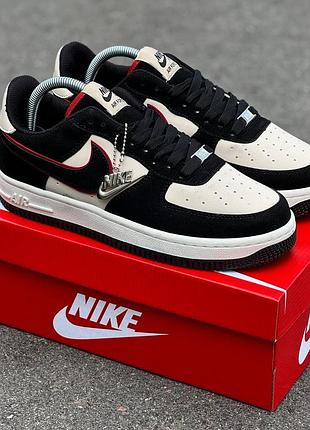 Чоловічі бежеві кросівки nike air force 1 low black beige red х найк ейр форс 42