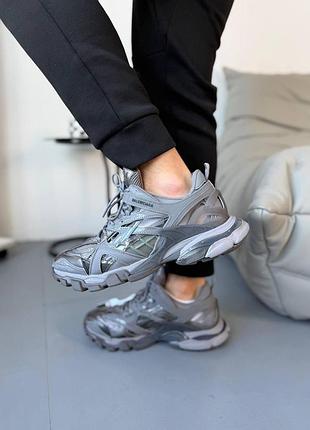 Чоловічі сірі кросівки balenciaga track 2 trainer grey x баленсіага трек 45