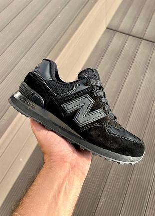 Женские чёрные кроссовки new balance 574 black х нью беланс 41