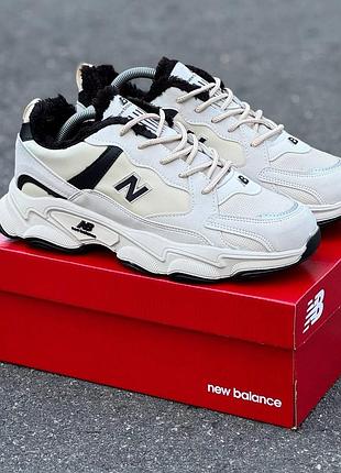 Бежевые мужские кроссовки new balance beige black termo fur winter x нью беланс 40