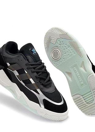 Мужские чёрные кроссовки adidas niteball 2.0 black white х найтбол 44