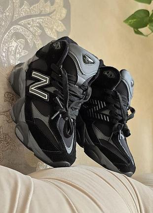 Черные кроссовки унисекс new balance 9060 high black grey winter fur x нью беланс 36