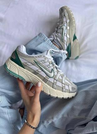 Мужские белые кроссовки nike p-6000 light bone bicoastal green х найк 40