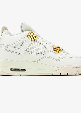 Білі кросівки унісекс nike air jordan 4 retro metallic gold х джордан 39