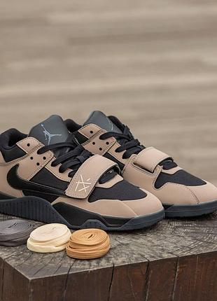 Мужские коричневые кроссовки nike air jordan cut the check travis scott brown black х джордан 40