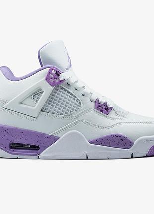 Женские белые кроссовки nike air jordan 4 white purple х джордан 40