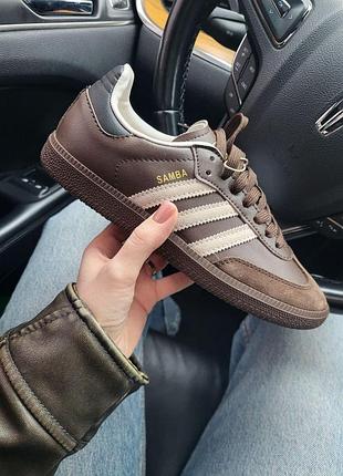 Жіночі коричневі кросівки adidas samba brown beige x самба 39