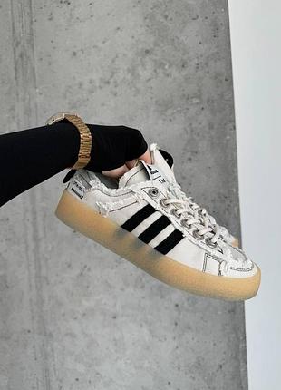 Женские бежевые кроссовки adidas campus 80s beige grey black x адидас кампус 39