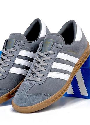 Сірі чоловічі кросівки adidas hamburg grey white x адідас 43