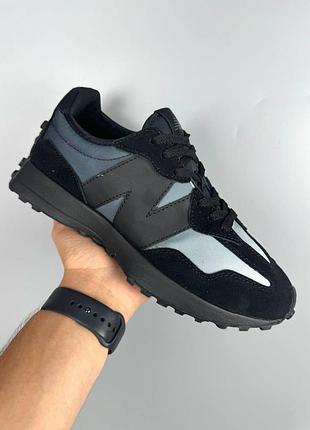 Черные кроссовки унисекс new balance 327 black grey х нью беланс 38