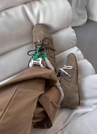 Коричневые кроссовки унисекс new balance 530 miu miu brown winter fur x нью беланс 36