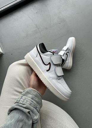 Білі кросівки унісекс nike air jordan 1 retro low double strap white х джордан 44