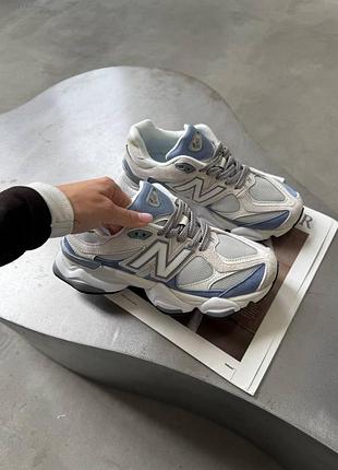 Сірі кросівки унісекс new balance 9060 moonrock linen grey blue х нью беланс 40