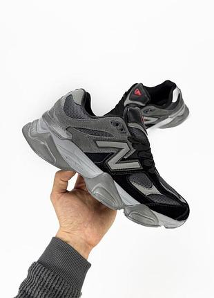 Женские чёрные кроссовки new balance 9060 black grey х нью беланс 36