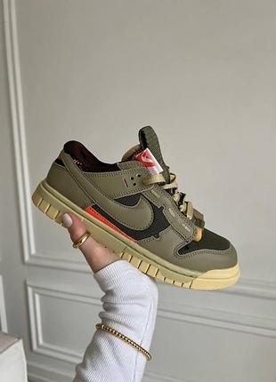 Оливковые кроссовки унисекс nike air dunk low jumbo medium olive х данк 41