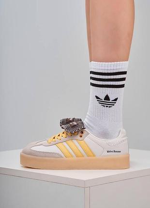 Женские бежевые кроссовки adidas samba platform wales bonner beige x самба 37
