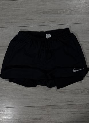 Компрессионные черные спортивные шорты найк nike black dri-fit 2-in-1, xl, оригинал