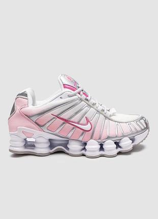 Белые женские кроссовки nike air max shox tl pink х шокс 38
