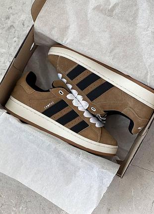 Коричневые замшевые кроссовки унисекс adidas campus 00s brown black white x адидас кампус 45