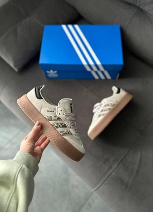 Жіночі бежеві кросівки adidas samba beige leopard x самба 40