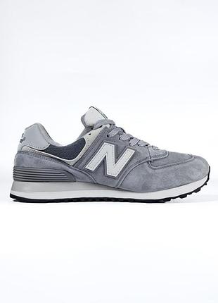 Женские серые кроссовки new balance 574 grey white х нью беланс 37