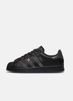 Чорні кросівки унісекс adidas superstar dime black х суперстар 40
