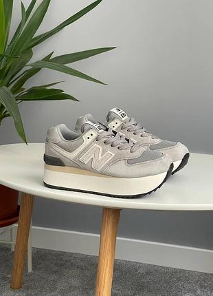 Жіночі сірі кросівки new balance 574+ grey platform х нью беланс 40