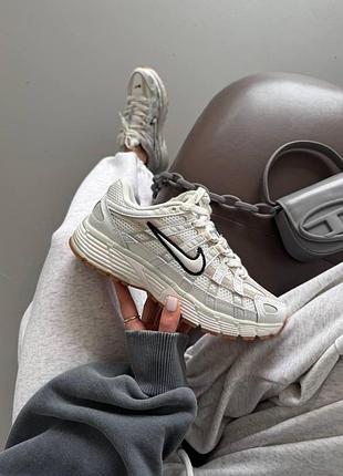 Белые кроссовки унисекс nike p-6000 white black х найк 45