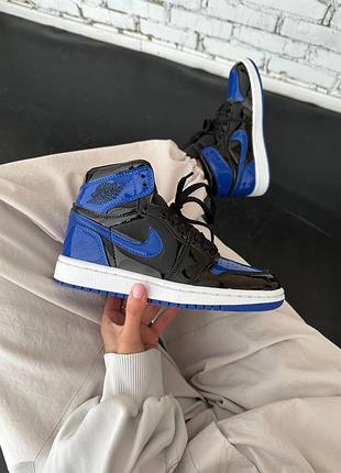 Чёрные кроссовки унисекс nike air jordan 1 retro high patent royal blue black х джордан 39