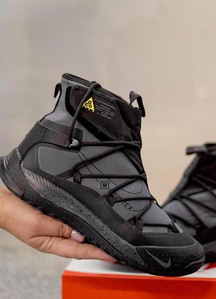 Сірі кросівки унісекс nike acg air terra antarktik gore-tex grey winter fur х найк 44