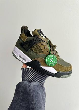 Кроссовки хаки унисекс nike air jordan 4 khaki black white х джордан 37