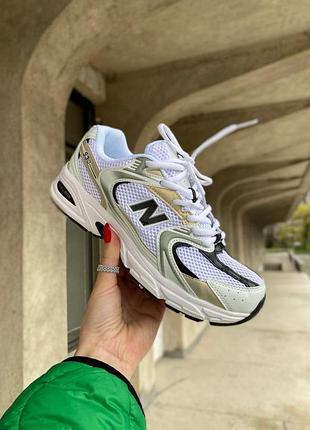 Белые кроссовки new balance 530 white silver gold х нью беланс 36
