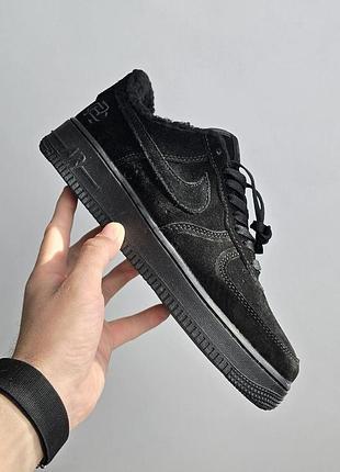 Черные мужские кроссовки nike air force 1 low black winter fur x эйр форс 42