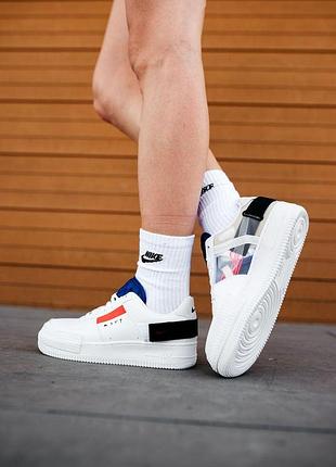 Білі шкіряні найк ейр форс жіночі nike air force 1 type 338