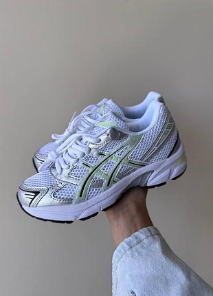 Женские белые кроссовки asics gel 1130 white silver green х асикс 37