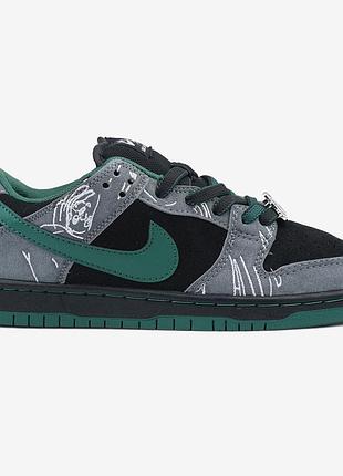 Чёрные кроссовки унисекс nike dunk low there skateboards х данк 45