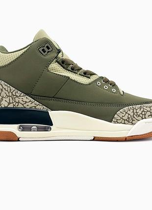 Мужские оливковые кроссовки jordan 3 retro medium olive х джордан 44