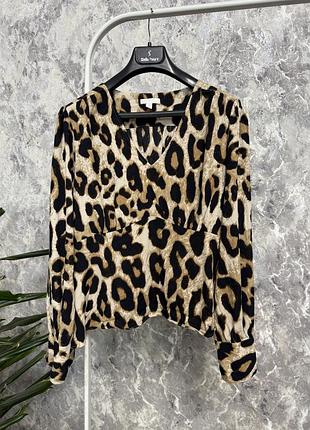 Блуза жіноча h&m літня блуза в лео принт м