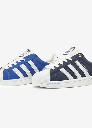 Жіночі сині кросівки adidas superstar 50/50 black navy blue х суперстар 39